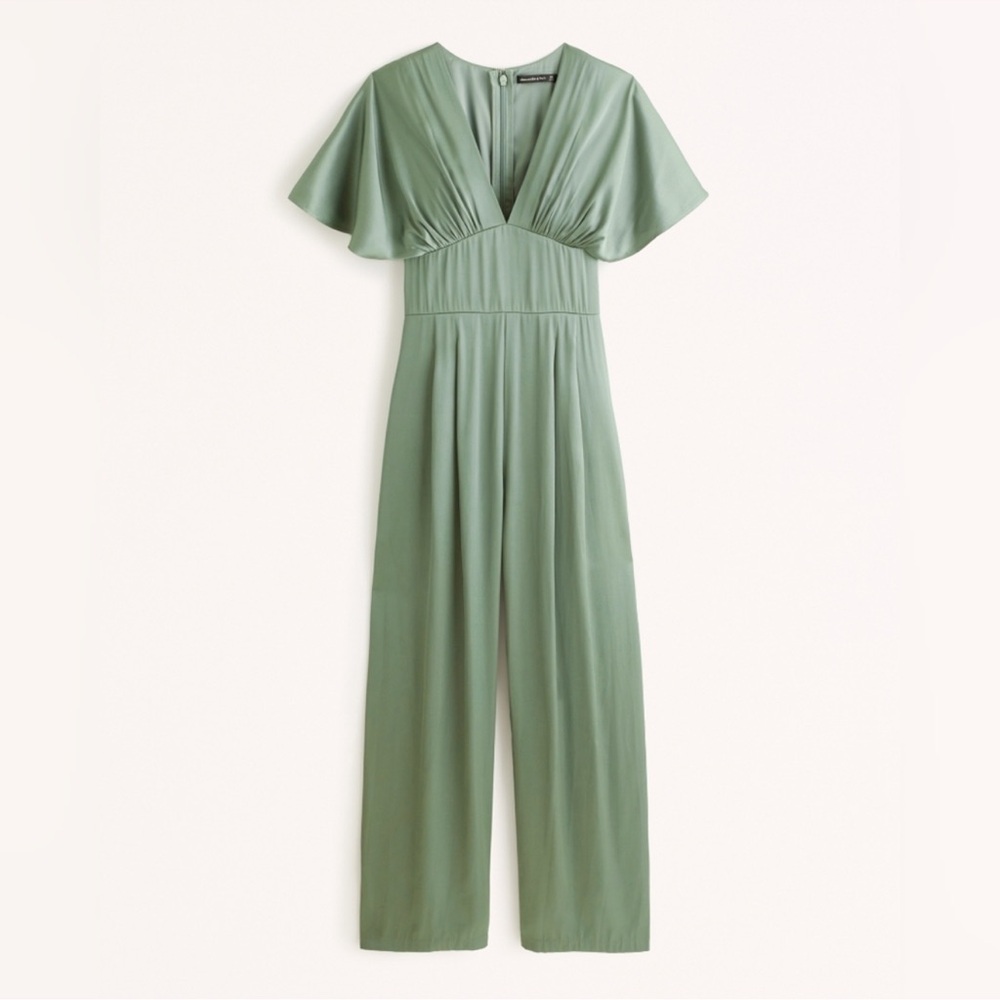 Women's Sage Green V-Neck Jumpsuit